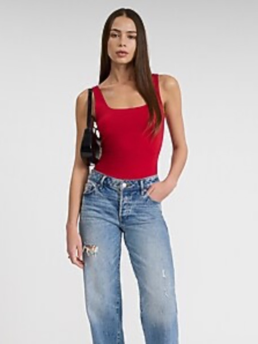 Express Red Square-Neck Tank Top